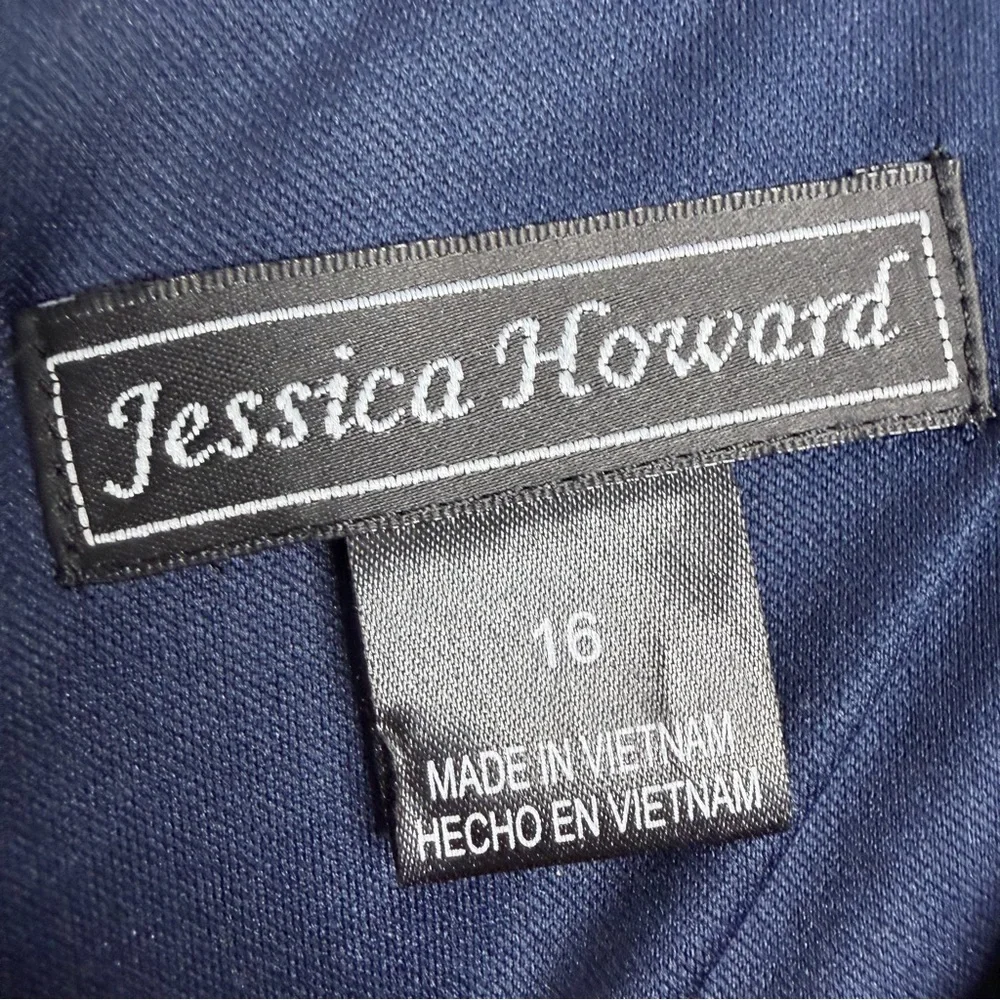 JESSICA HOWARD Navy/Multi Belted Fit &‎ Flare Dress 16 Workwear Casual Preppy
